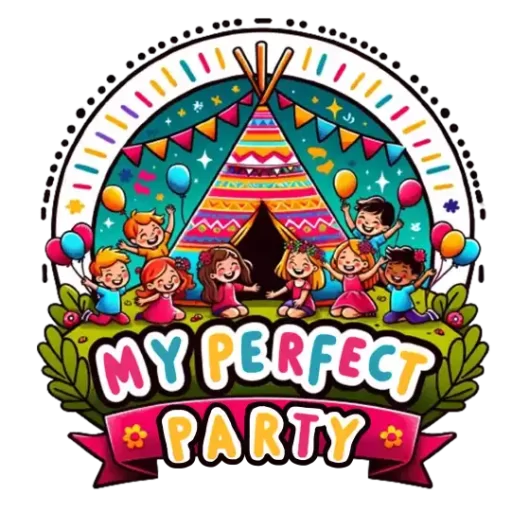 My perfect party logo with children in a teepee.